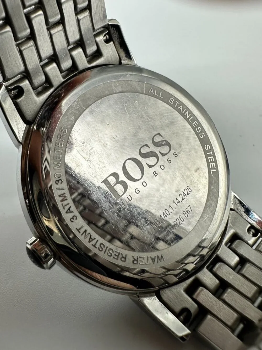 Hugo Boss Mens Watch 40mm Black Dial Date CRACKED Crystal New Battery 7.5